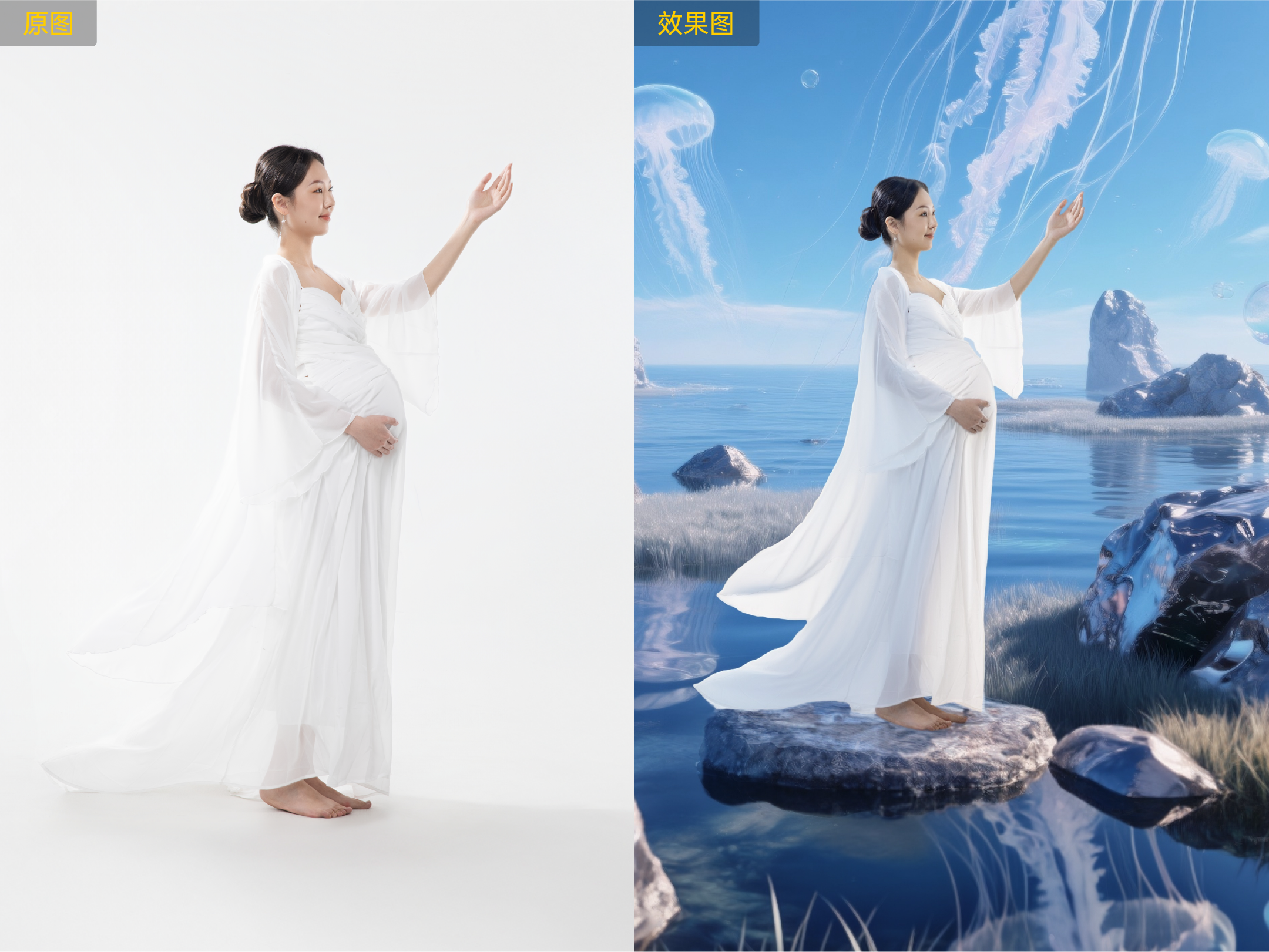 换背景后人物融合关系示意