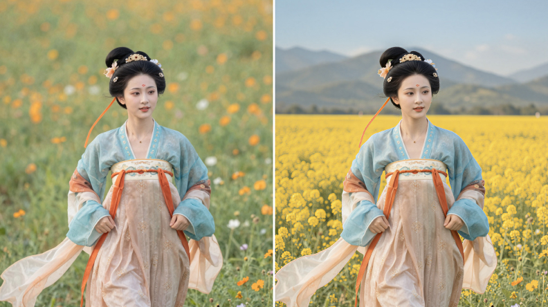 油菜花海 · 效果对比