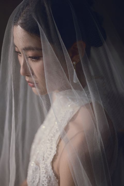 婚纱照AI追色推荐:4 种暗调婚纱照效果 薄纱近景