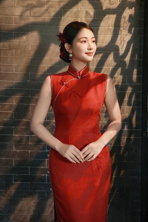 红色婚纱照AI追色推荐:让红色有深浅,不吞没人物肤色 整体色调关系