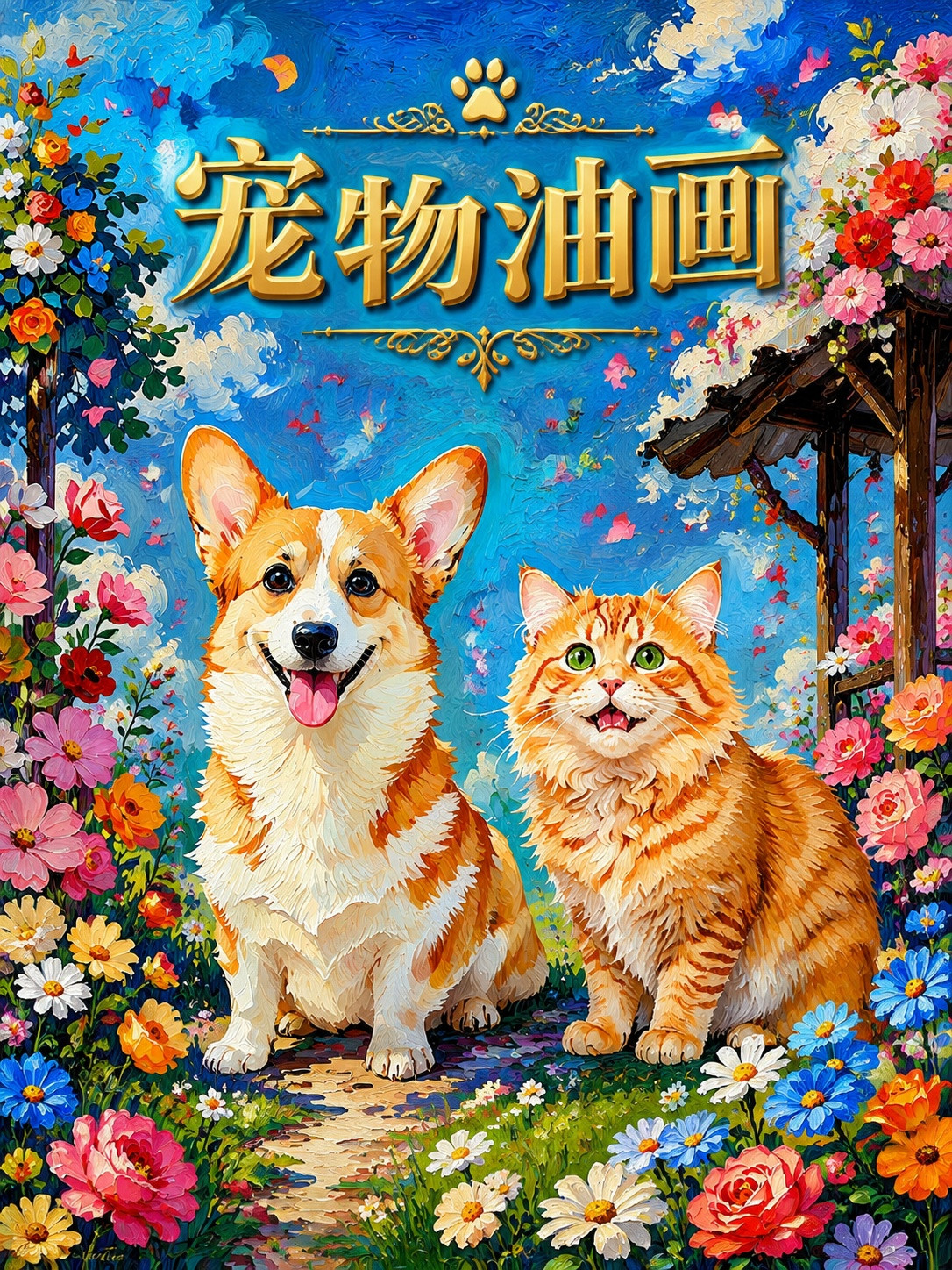 宠物油画封面
